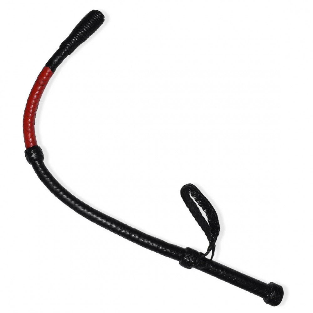 BDSM Leather Bull-Whip Cow Hide 23 Inches Indiana Jones Genuine Black & Red Leather sticks, Fiber Stick Whip