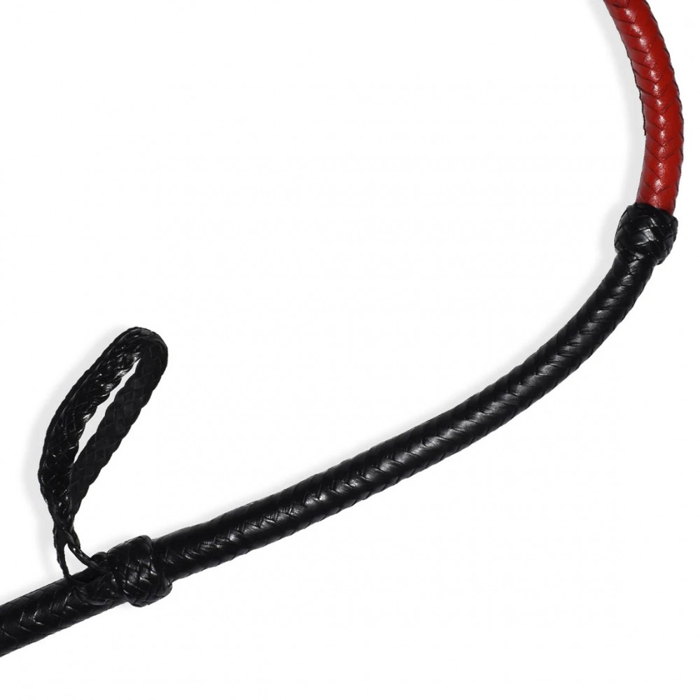 BDSM Leather Bull-Whip Cow Hide 23 Inches Indiana Jones Genuine Black & Red Leather sticks, Fiber Stick Whip