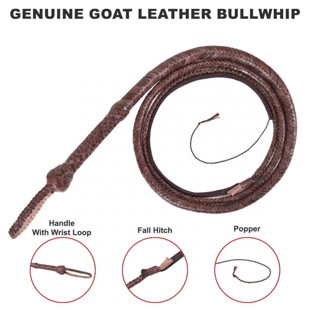 BDSM Leather flogger, Thuddy flogger, BDSM Impact Toys, 4 Feet To 12 Feet Long 12 Plait Genuine Cow Hide Leather Bull-Whip