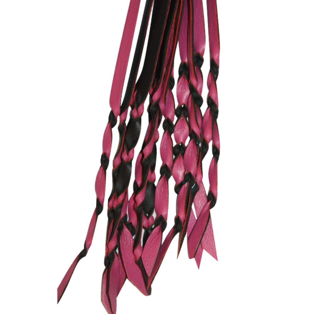 Real Leather(BDSM) Double Pasted Soft Sensitive Tassel Kinky Flogger (pink & black)