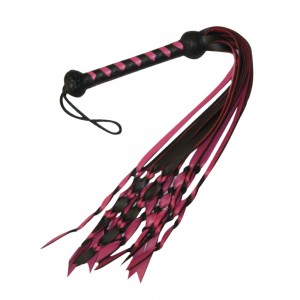 Real Leather(BDSM) Double Pasted Soft Sensitive Tassel Kinky Flogger (pink & black)