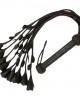 BDSM Leather Flogger 9 Braided Falls & Black Rose, Heavy Duty Cat-o-nine Tails Flogger, Thuddy Flogger