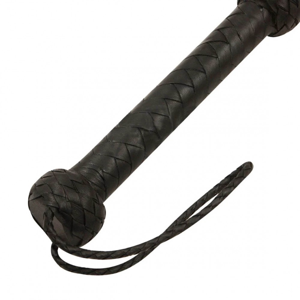 BDSM Leather Flogger 9 Braided Falls & Black Rose, Heavy Duty Cat-o-nine Tails Flogger, Thuddy Flogger